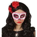 Augenmaske rosa Dia de los Muertos unisex für Halloween und Fasching venezianischer Stil