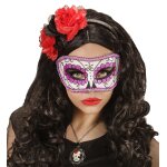 Augenmaske lila Dia de los Muertos unisex für Halloween und Fasching venezianischer Stil