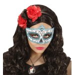 Augenmaske hellblau Dia de los Muertos unisex für Halloween und Fasching venezianischer Stil