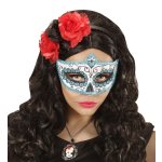 Augenmaske hellblau Dia de los Muertos unisex für Halloween und Fasching venezianischer Stil