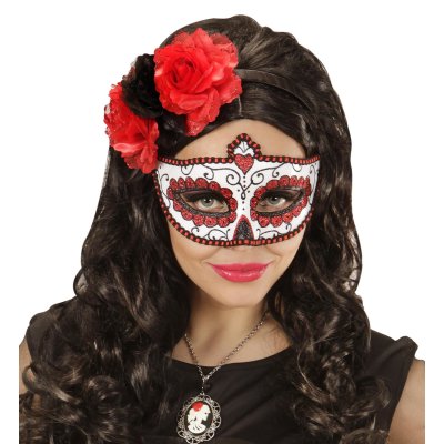 Augenmaske rot Dia de los Muertos unisex für...