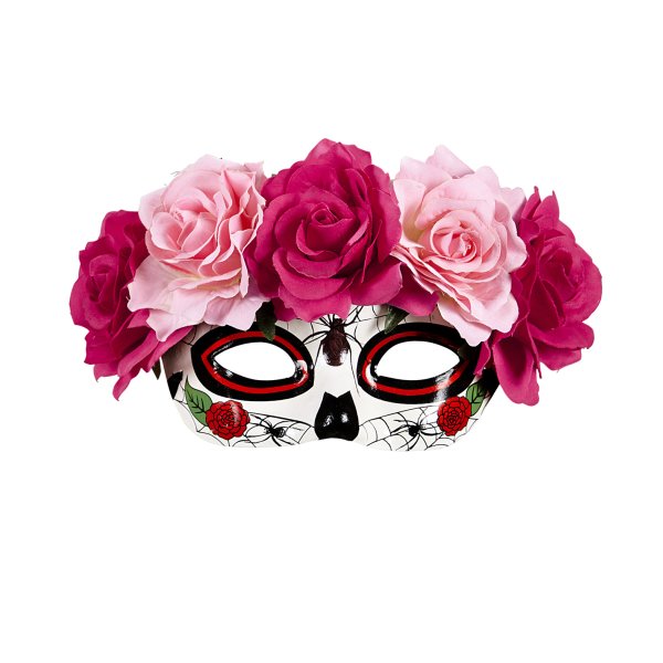 Augenmaske Rosen Sugar Skull rot/pink