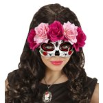 Augenmaske Rosen Sugar Skull rot/pink