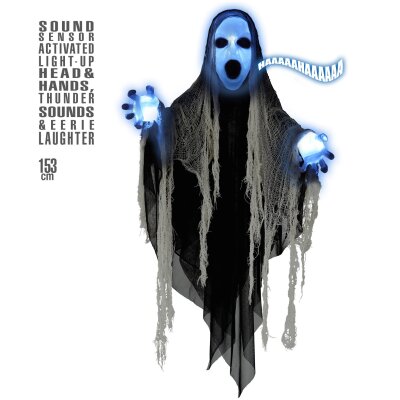 Unheimlicher Reaper mit leuchtendem Kopf ca. 153 cm