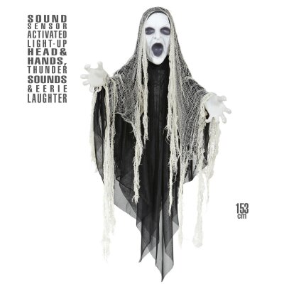 Unheimlicher Reaper mit leuchtendem Kopf ca. 153 cm