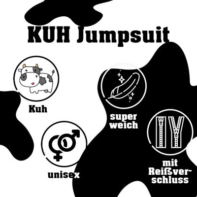 Jumpsuit Onesie Overall Schlafanzug Kuh S