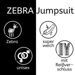 Jumpsuit Onesie Overall Schlafanzug Zebra XL