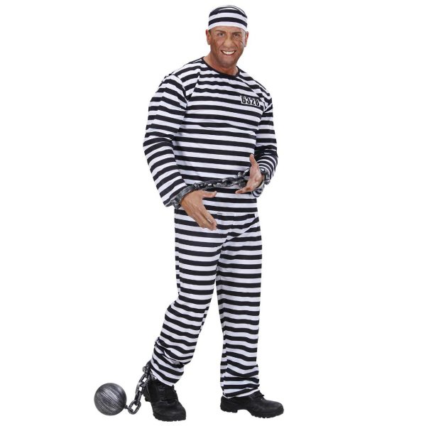 Kostüm Häftling + Mütze  schwarz weiß