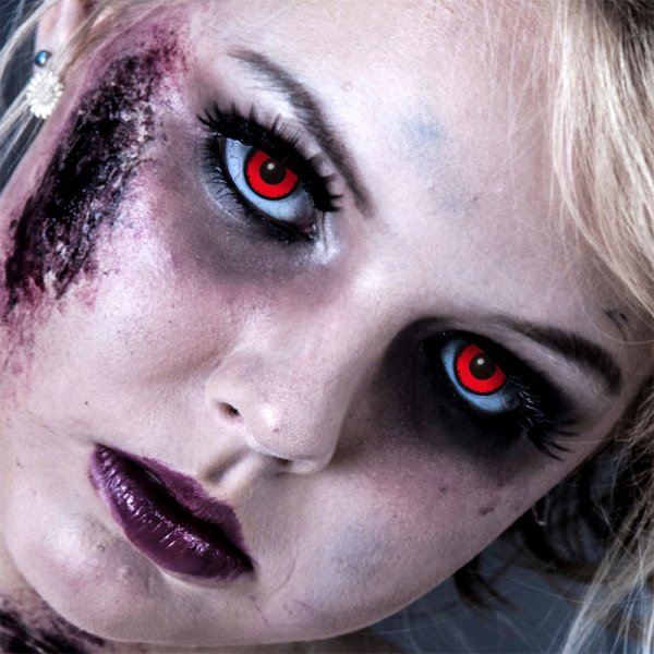 Kontaktlinsen Angelic Red 3 Monate, Halloween Zombie Vampir