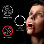 King of Halloween Vampirzähne für Kinder 10+ Jahre, Sicher & Kinderfreundlich, Ungefährlich für die Zähne, Halloween Party Accessoire, Cosplay Dracula Vampirgebiss (50x65mm)