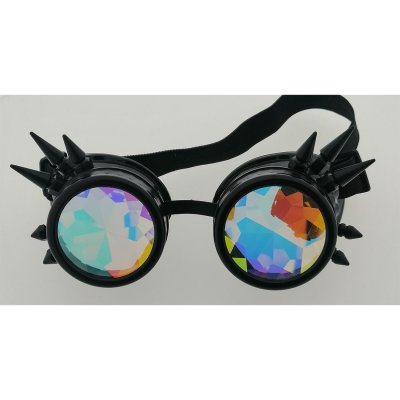 Steampunkbrille mit Kaleidoskopgläsern+Spikes bund schwarz
