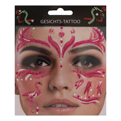 Gesichtsaufkleber+Strasssteinchen Flamingo pink