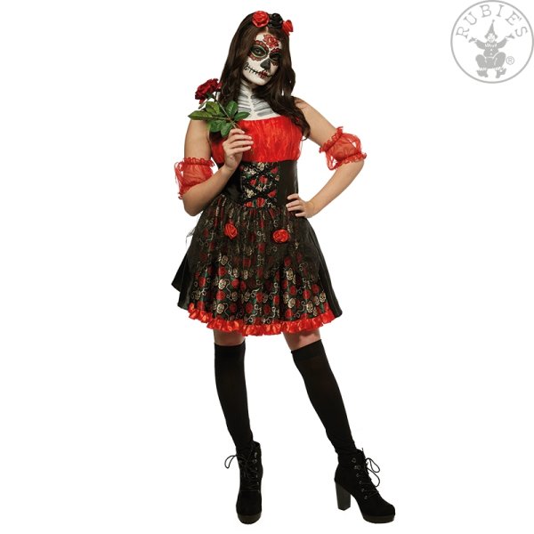 Rubies Kostüm Red Rose day of the dead schwarz rot