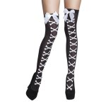 Boland Overknee "Crossbones" schwarz weiß