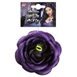 Haarspange mit violetter Rose und Katzenauge