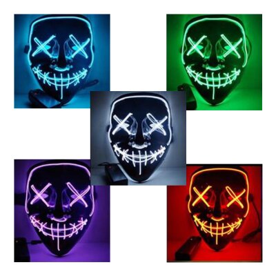 LED Halloween Maske mit Leuchtschnüren –...