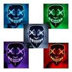 LED Halloween Maske mit Leuchtschnüren – Leuchtende Gruselmaske mit verstellbarem Kopfband, batteriebetrieben, für Halloween, Karneval, Cosplay & Partys