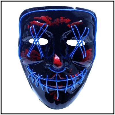 LED Maske Halloween für Erwachsene – leuchtende Horror Maske mit 3 Lichtmodi, Einheitsgröße, Weiß – King of Halloween
