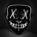 LED Maske Halloween für Erwachsene – leuchtende Horror Maske mit 3 Lichtmodi, Einheitsgröße, Weiß – King of Halloween
