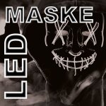 LED Maske Halloween für Erwachsene – leuchtende Horror Maske mit 3 Lichtmodi, Einheitsgröße, Weiß – King of Halloween