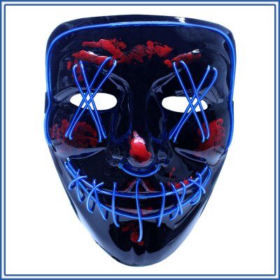 LED Maske Halloween für Erwachsene – leuchtende Horror Maske mit 3 Lichtmodi, Einheitsgröße, Blau – King of Halloween