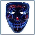 LED Maske Halloween für Erwachsene – leuchtende Horror Maske mit 3 Lichtmodi, Einheitsgröße, Blau – King of Halloween