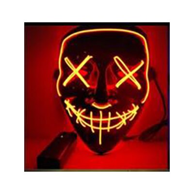 LED Maske Halloween für Erwachsene – leuchtende Horror Maske mit 3 Lichtmodi, Einheitsgröße, Rot – King of Halloween