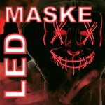 LED Maske Halloween für Erwachsene – leuchtende Horror Maske mit 3 Lichtmodi, Einheitsgröße, Rot – King of Halloween