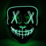 LED Maske Halloween für Erwachsene – leuchtende Horror Maske mit 3 Lichtmodi, Einheitsgröße, Grün – King of Halloween
