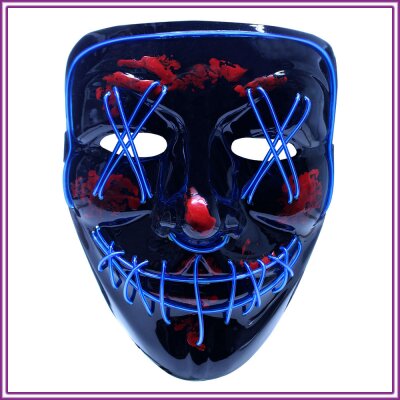 LED Maske Halloween für Erwachsene – leuchtende Horror Maske mit 3 Lichtmodi, Einheitsgröße, Violett – King of Halloween