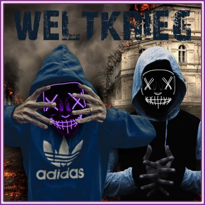 LED Maske Halloween für Erwachsene – leuchtende Horror Maske mit 3 Lichtmodi, Einheitsgröße, Violett – King of Halloween