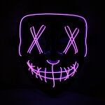 LED Maske Halloween für Erwachsene – leuchtende Horror Maske mit 3 Lichtmodi, Einheitsgröße, Violett – King of Halloween