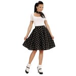 50s Lady-Freesize-schwarzer Rock mit weißen Punkten mit passendem Hals / Haarband