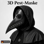 3D Pestdoktor Maske schwarz – Schnabelmaske für Halloween & Cosplay