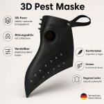 3D Pestdoktor Maske schwarz – Schnabelmaske für Halloween & Cosplay