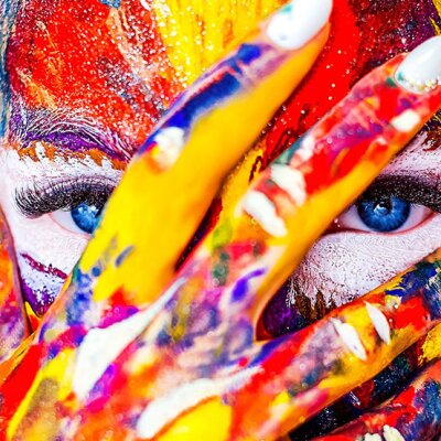 Premium Aquaschminke 14 g mit passendem Schminkschwamm – wasseraktivierbare Gesichtsfarbe mit hoher Deckkraft für Halloween Make-up, Karneval, Fasching, Cosplay, Theater, Bühne, Gothic Look, Totenkopf, Skelett, Zombie, Hexe, Vampir, Teufel, Horror Kostüm,