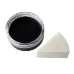 Premium Aquaschminke Schwarz 14 g mit passendem Schminkschwamm – wasseraktivierbare Gesichtsfarbe mit hoher Deckkraft für Halloween Make-up, Karneval, Fasching, Cosplay, Theater, Bühne, Gothic Look, Totenkopf, Skelett, Zombie, Hexe, Vampir, Teufel, Horror