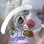 Premium Aquaschminke Weiß 14 g mit passendem Schminkschwamm – wasseraktivierbare Gesichtsfarbe mit hoher Deckkraft für Halloween Make-up, Karneval, Fasching, Cosplay, Theater, Bühne, Gothic Look, Totenkopf, Skelett, Zombie, Hexe, Vampir, Teufel, Horror Ko