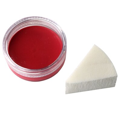 Premium Aquaschminke Rot 14 g mit passendem Schminkschwamm – wasseraktivierbare Gesichtsfarbe mit hoher Deckkraft für Halloween Make-up, Karneval, Fasching, Cosplay, Theater, Bühne, Gothic Look, Totenkopf, Skelett, Zombie, Hexe, Vampir, Teufel, Horror Kos