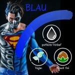 Premium Aquaschminke Blau 14 g mit passendem Schminkschwamm – wasseraktivierbare Gesichtsfarbe mit hoher Deckkraft für Halloween Make-up, Karneval, Fasching, Cosplay, Theater, Bühne, Gothic Look, Totenkopf, Skelett, Zombie, Hexe, Vampir, Teufel, Horror Ko