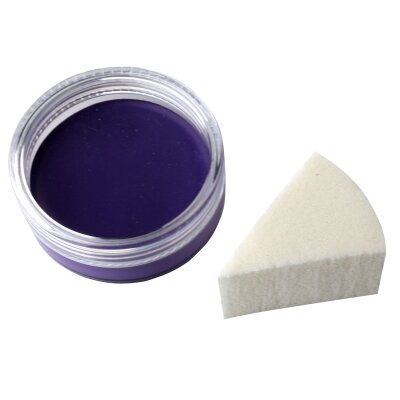 Premium Aquaschminke Violett 14 g mit passendem Schminkschwamm – wasseraktivierbare Gesichtsfarbe mit hoher Deckkraft für Halloween Make-up, Karneval, Fasching, Cosplay, Theater, Bühne, Gothic Look, Totenkopf, Skelett, Zombie, Hexe, Vampir, Teufel, Horror