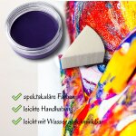 Premium Aquaschminke Violett 14 g mit passendem Schminkschwamm – wasseraktivierbare Gesichtsfarbe mit hoher Deckkraft für Halloween Make-up, Karneval, Fasching, Cosplay, Theater, Bühne, Gothic Look, Totenkopf, Skelett, Zombie, Hexe, Vampir, Teufel, Horror