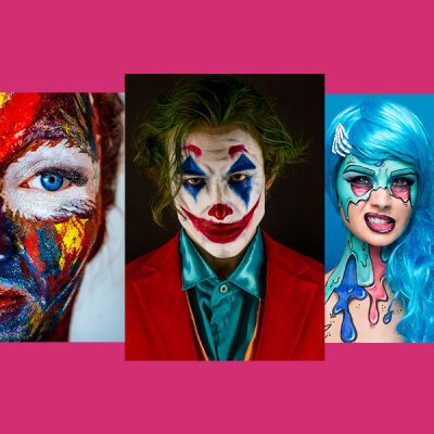 Premium Aquaschminke Pink 14 g mit passendem Schminkschwamm – wasseraktivierbare Gesichtsfarbe mit hoher Deckkraft für Halloween Make-up, Karneval, Fasching, Cosplay, Theater, Bühne, Gothic Look, Totenkopf, Skelett, Zombie, Hexe, Vampir, Teufel, Horror Ko