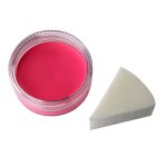 Premium Aquaschminke Pink 14 g mit passendem Schminkschwamm – wasseraktivierbare Gesichtsfarbe mit hoher Deckkraft für Halloween Make-up, Karneval, Fasching, Cosplay, Theater, Bühne, Gothic Look, Totenkopf, Skelett, Zombie, Hexe, Vampir, Teufel, Horror Ko