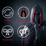 Premium Halloween Umhang S (100cm) wechsel Rot & Schwarz mit Kapuze für Vampire, Larp, Cosplay, Rotkäppchen ...