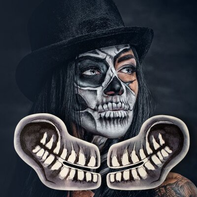 Skull Klebe-Tattoos – Realistischer Horror-Look für Halloween & Cosplay