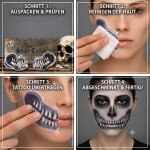 Skull Klebe-Tattoos – Realistischer Horror-Look für Halloween & Cosplay