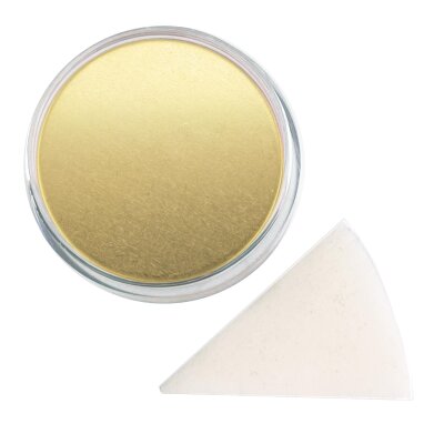 Premium Aquaschminke Gold 14 g mit passendem Schminkschwamm – wasseraktivierbare Gesichtsfarbe mit hoher Deckkraft für Halloween Make-up, Karneval, Fasching, Cosplay, Theater, Bühne, Gothic Look, Totenkopf, Skelett, Zombie, Hexe, Vampir, Teufel, Horror Ko