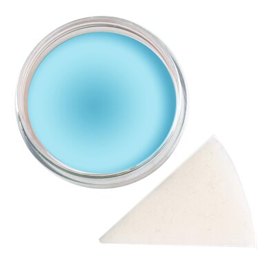 Premium Aquaschminke Türkis 14 g mit passendem Schminkschwamm – wasseraktivierbare Gesichtsfarbe mit hoher Deckkraft für Halloween Make-up, Karneval, Fasching, Cosplay, Theater, Bühne, Gothic Look, Totenkopf, Skelett, Zombie, Hexe, Vampir, Teufel, Horror