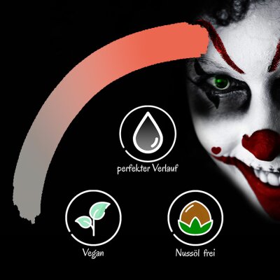 Premium Aquaschminke UV Orange 14 g mit passendem Schminkschwamm – wasseraktivierbare Gesichtsfarbe mit hoher Deckkraft für Halloween Make-up, Karneval, Fasching, Cosplay, Theater, Bühne, Gothic Look, Totenkopf, Skelett, Zombie, Hexe, Vampir, Teufel, Horr